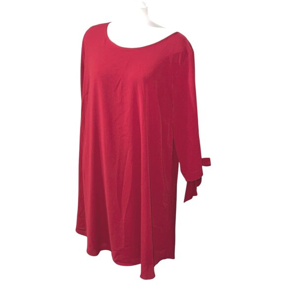 ChicSoul Tie Sleeve Midi Casual Work Dress Sz 3XL Red Womens - Picture 5 of 16